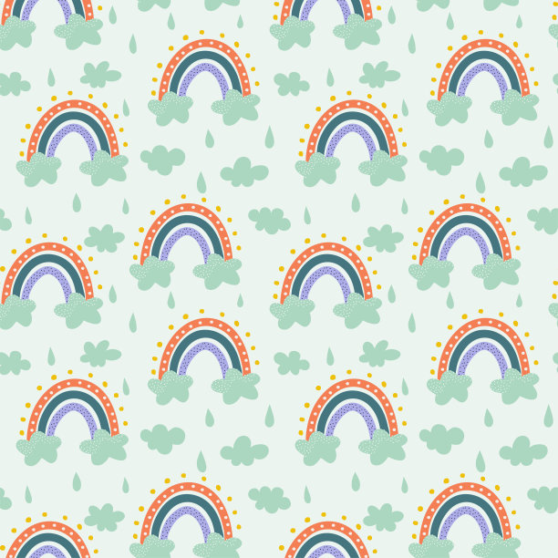 手绘矢量抽象涂鸦图案。创意儿童纹理的面料，包装，纺织品，墙纸，服装。彩虹，条纹，圆点，雨滴，笔触。图片下载