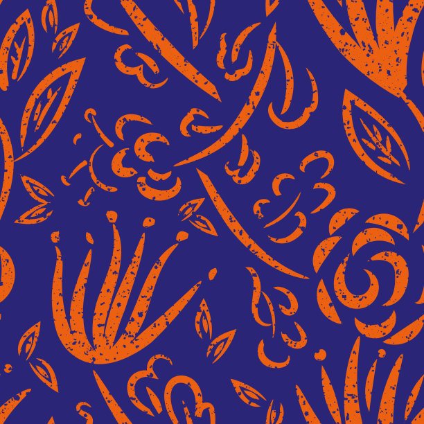 超现实的野草地花无缝矢量图案背景。分散的花与水磨石垃圾纹理覆盖。霓虹热带绘画轮廓植物设计。夏季花园花卉图片下载