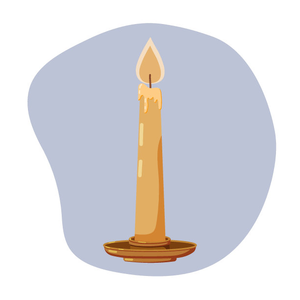 由天然蜂蜡制成的老式蜡烛，手绘平面矢量插图图片下载