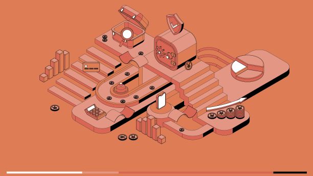 3D渲染的粉色建筑-安全的网上银行概念图片下载
