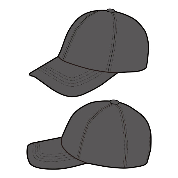棒球帽帽子时尚扁平素描图片下载