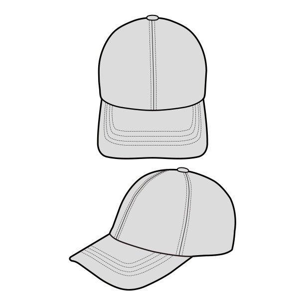 棒球帽帽子时尚扁平素描图片下载
