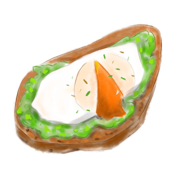 面包和鸡蛋的水彩数字插画图片下载