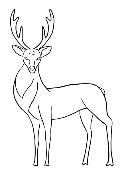 圣诞手绘驯鹿剪影，黑色轮廓。圣诞设计插画图片下载