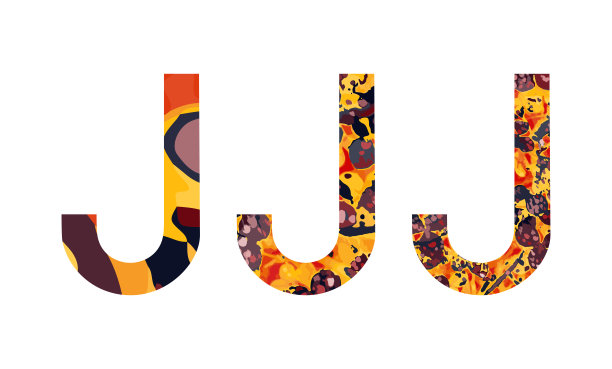 字体的设计。Abc字母。现代矢量设计字母。鲜艳的颜色黄色，橙色，红色，黑色。图片下载