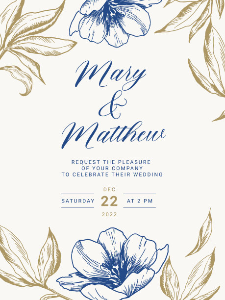 婚礼请柬在复古雕刻植物风格。矢量花卉插图。图片下载