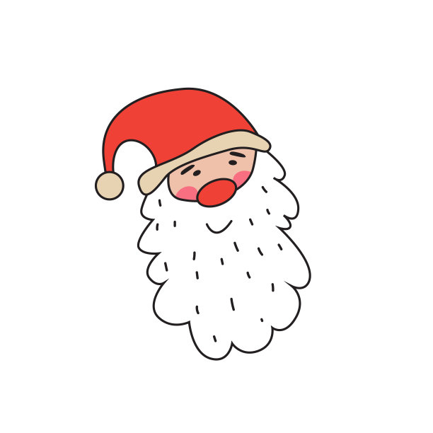 可爱的冬季插画与戴红帽子的圣诞老人的头。矢量有趣的涂鸦为节日明信片，邀请，贴纸，t恤图片下载