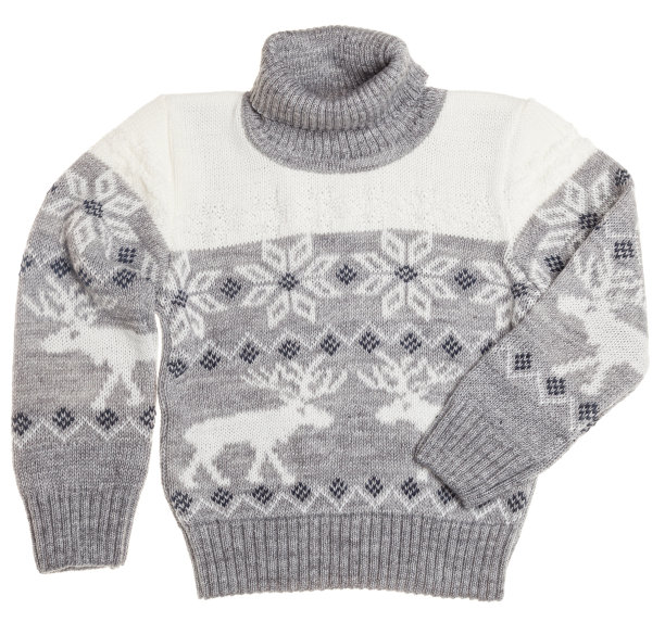 孩子们温暖的圣诞高领毛衣白色背景图片下载