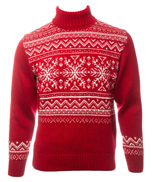 红色针织丑毛衣模板孤立在白色图片下载