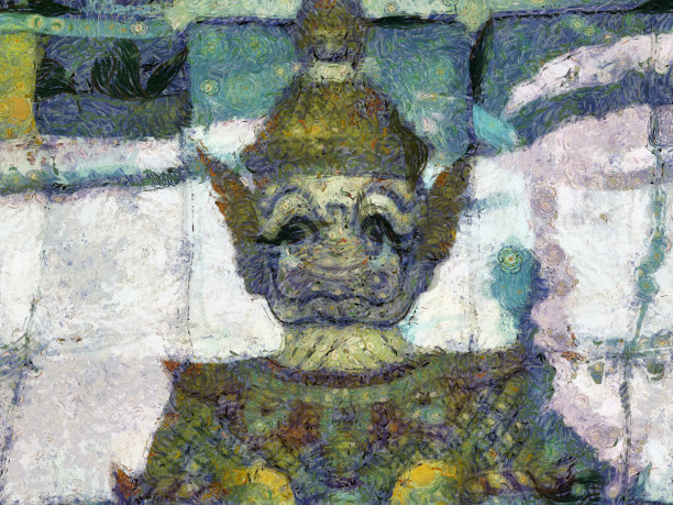 湄公河风景优美的河流风景插图创造了印象派的绘画风格。图片下载