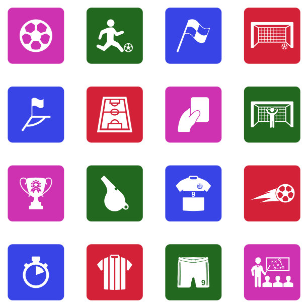 足球的图标。方形中的白色平面设计。矢量插图。图片下载