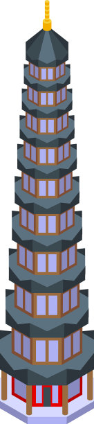 宝塔房屋图标等距中国图片下载