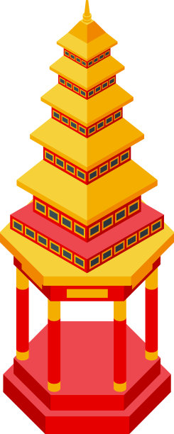 宝塔建筑图标等距亚洲图片下载