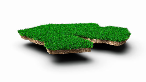 吉布提地图土壤土地地质横截面与绿草和岩石地面纹理三维插图图片下载