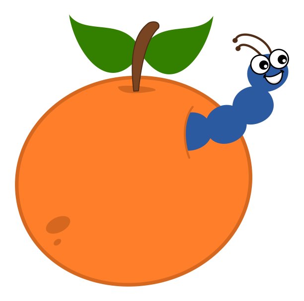 蓝色和微笑的蛆从一个多汁的桃子或杏-载体图片下载