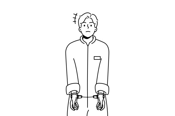 男囚犯穿着长袍，戴着手铐图片下载