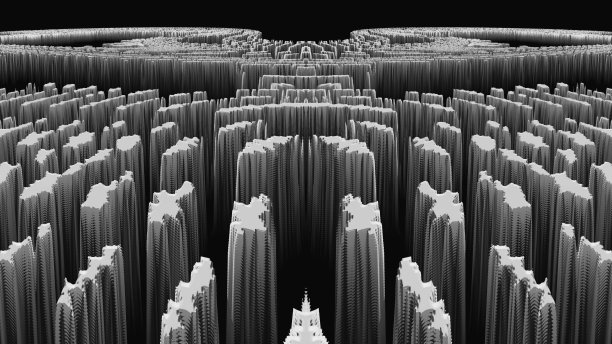 黑色背景单色对称三维几何图案图片下载