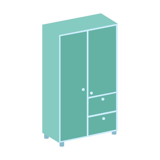 放衣服和鞋子的衣橱。现代住宅或办公家具卡通矢量插图。设计元素，沙发，桌子，椅子为家庭，卧室或客厅插图。设计元素，沙发，桌子，椅子为家庭，卧室或客厅图片下载