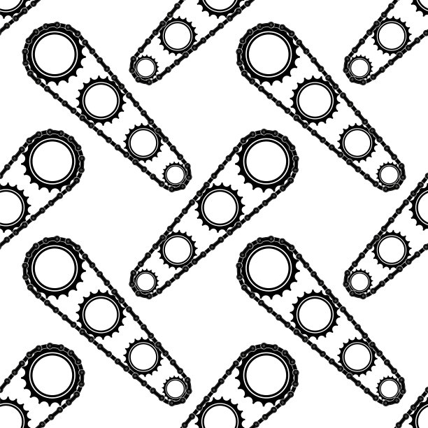 不同的自行车链架无缝模式隔离在白色背景图片下载