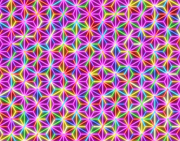 彩色霓虹背景材料。日本传统图案“麻叶”。图片下载