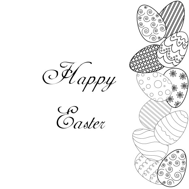 复活节卡片上有复活节彩蛋和问候。图片下载