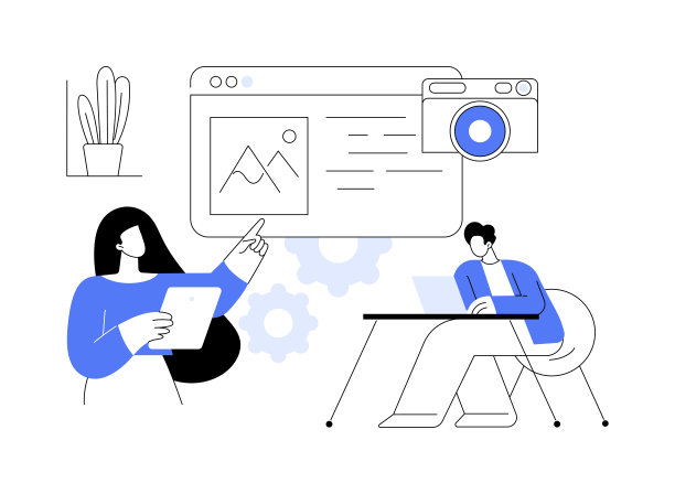 摄影工作坊抽象概念矢量插图。图片下载