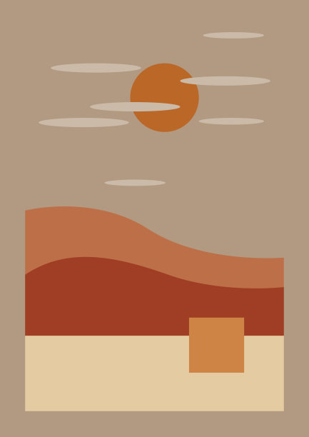 昼与夜的插图艺术。对立面，正面和负面，月亮和太阳，美丽和简单的墙壁艺术，海报和社交媒体模板与现成的复制空间。图片下载