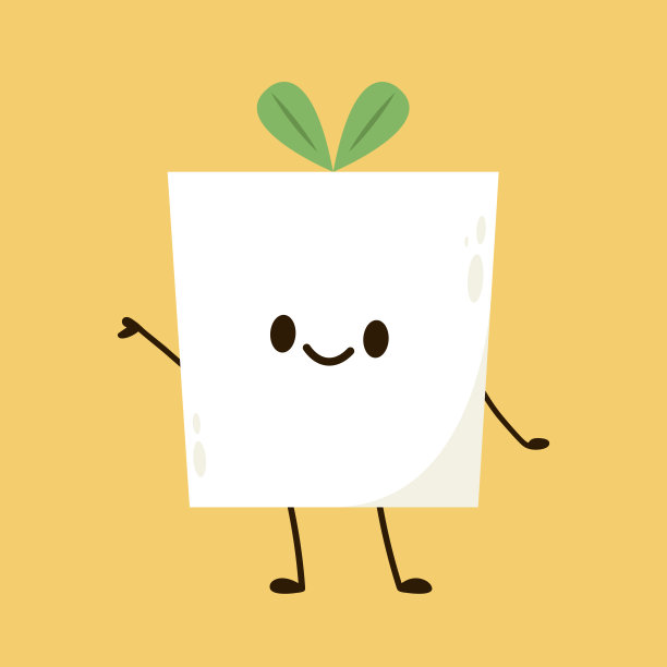 可爱的豆腐漫画。快乐可爱微笑搞笑豆腐。角色设计。素食营养，饮食健康。图片下载
