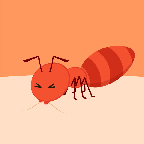 蚂蚁字符向量。人皮肤上的蚂蚁。红蚂蚁咬皮肤。图片下载