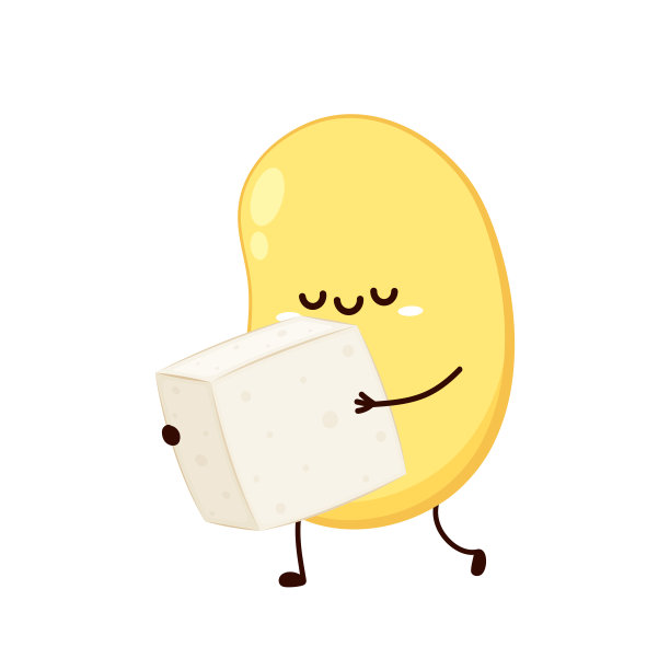 大豆向量。大豆字符设计。白豆腐矢量。豆腐卡通风格孤立在白色背景上。素食营养，饮食健康。图片下载