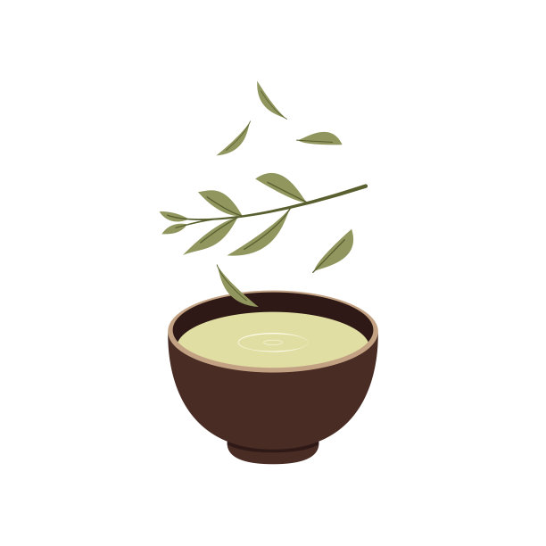 抹茶绿茶。传统的抹茶杯。彩色时尚插画。图片下载