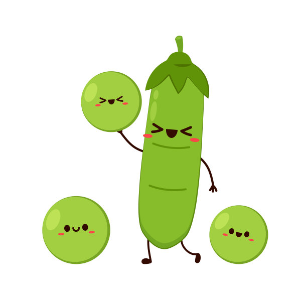 豌豆人物设计。白底豌豆。图片下载