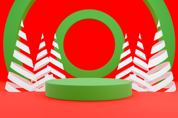 新年背景和舞台，放置产品做广告或产品折扣或促销产品。三维渲染图片下载