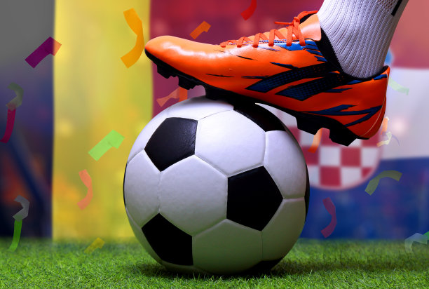 比利时国家和克罗地亚国家之间的足球杯比赛。图片下载