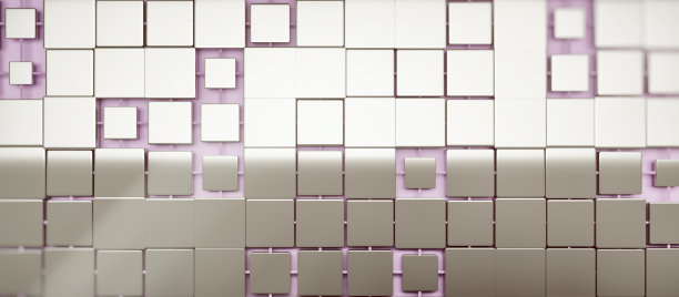 区块链网络背景纹理。银方粒子与线连接。Banner. 3d渲染图片下载