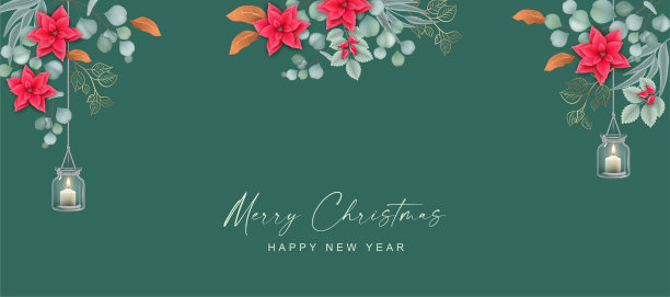 圣诞快乐和新年快乐的横幅图片下载