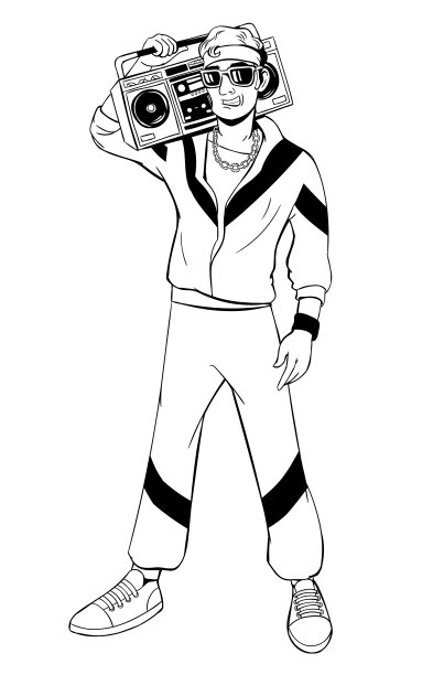 卡通人物八九十年代流行艺术漫画风格。图片下载