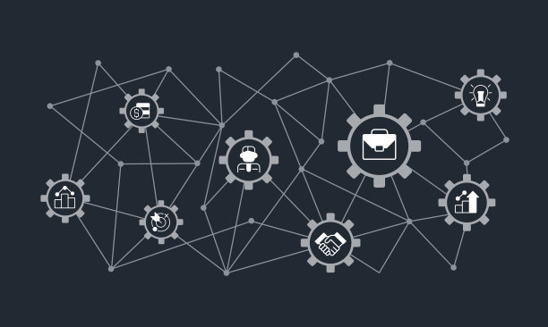 商业生涯概念设计模板与白色雕文图标图片下载