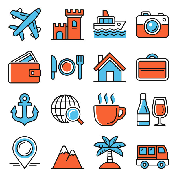 白色背景的旅游。向量图片下载