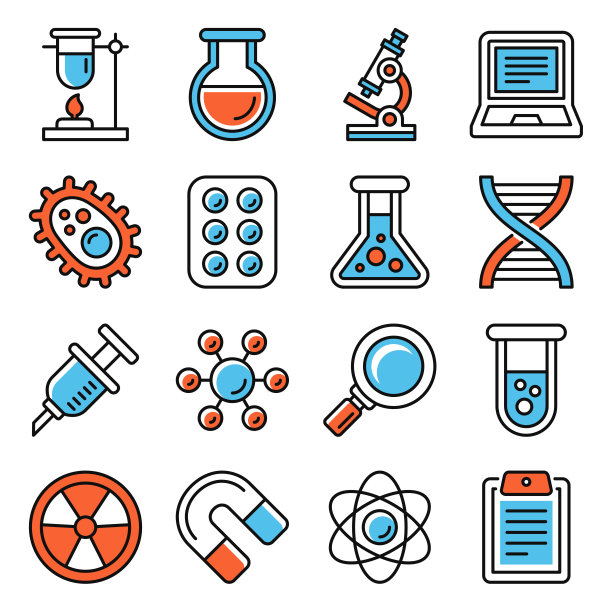 白色背景下的科学图标。向量图片下载
