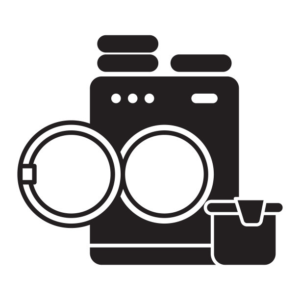 洗衣机，衣服图标。洗衣与篮子概念矢量插图图片下载