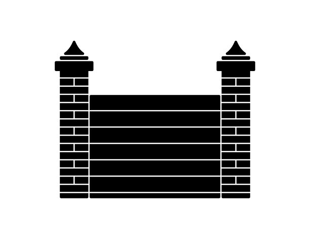 栅栏图标。黑色的石墙标志。矢量信号。图片下载