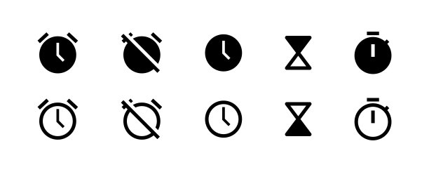 时钟图标。闹钟符号。计时器和桑迪时间图标。矢量信号。图片下载