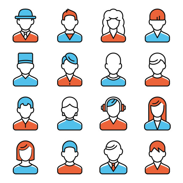 人物头像图标。用户图片设置为白色背景。向量图片下载