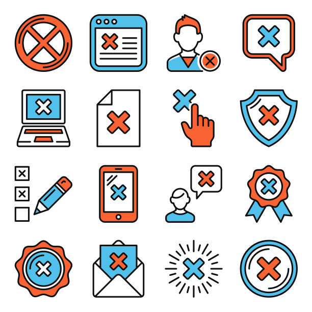 关闭按钮图标设置为白色背景。向量图片下载