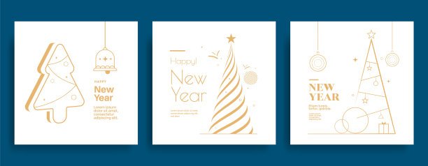 新年和圣诞节贺卡设计。图片下载