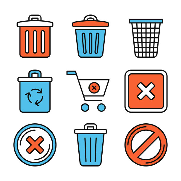 删除设置在白色背景上的垃圾图标。向量图片下载
