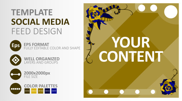 完全可编辑的背景饲料与艺术装饰的社交媒体图片下载