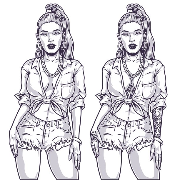 性感的年轻女孩单色徽章图片下载