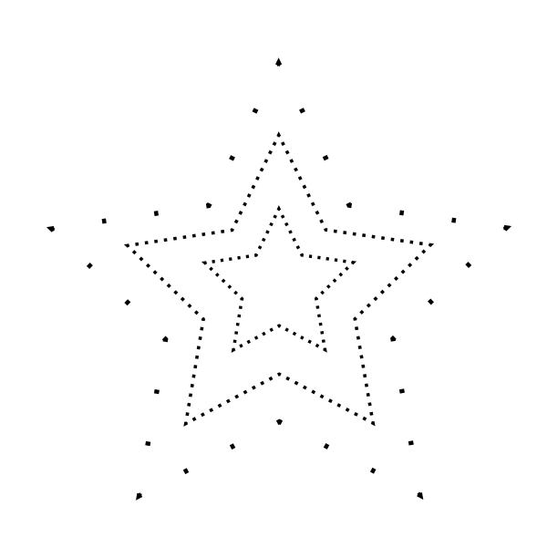 描摹星形折线元素适用于学前、幼儿园和蒙台梭利儿童的预写、绘画和切割练习活动图片下载